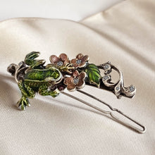 Load image into Gallery viewer, Enamel Silver Frog Barrette B520