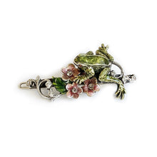 Load image into Gallery viewer, Enamel Silver Frog Barrette B520