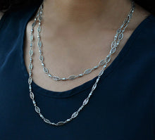 Load image into Gallery viewer, Long silver filigree chain Layering Necklace N1317-SIL
