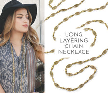 Load image into Gallery viewer, Long silver filigree chain Layering Necklace N1317-SIL