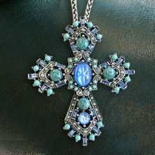 Load image into Gallery viewer, Star Sapphire Cross Necklace N1448-SIL