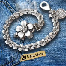 Load image into Gallery viewer, Silver Retro Serenity Flower Bracelet - Sweet Romance Wholesale
