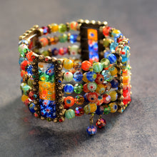 Load image into Gallery viewer, Millefiori Glass Candy Tango Cuff Bracelet - Sweet Romance Wholesale