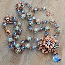 Load image into Gallery viewer, Blue and Copper Floral Necklace N5985 - Sweet Romance Wholesale
