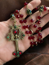 Load image into Gallery viewer, Angel Christmas Rosary Garnet and Emerald Crystal Beads - Sweet Romance Wholesale
