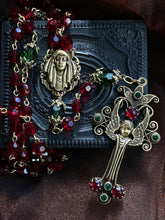 Load image into Gallery viewer, Angel Christmas Rosary Garnet and Emerald Crystal Beads - Sweet Romance Wholesale