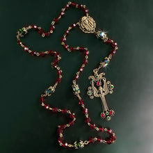 Load image into Gallery viewer, Angel Christmas Rosary Garnet and Emerald Crystal Beads - Sweet Romance Wholesale