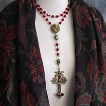 Load image into Gallery viewer, Angel Christmas Rosary Garnet and Emerald Crystal Beads - Sweet Romance Wholesale