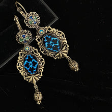 Load image into Gallery viewer, Peacock Vintage Glass Earrings E1038 - Sweet Romance Wholesale