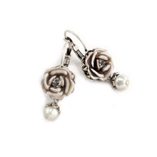 Load image into Gallery viewer, Ivory Tea Rose Enamel Earrings E1088 - Sweet Romance Wholesale