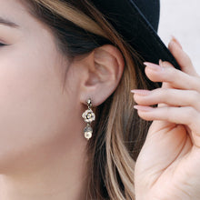 Load image into Gallery viewer, Dainty Rose &amp; Pearl Dangle Earrings - Sweet Romance Wholesale