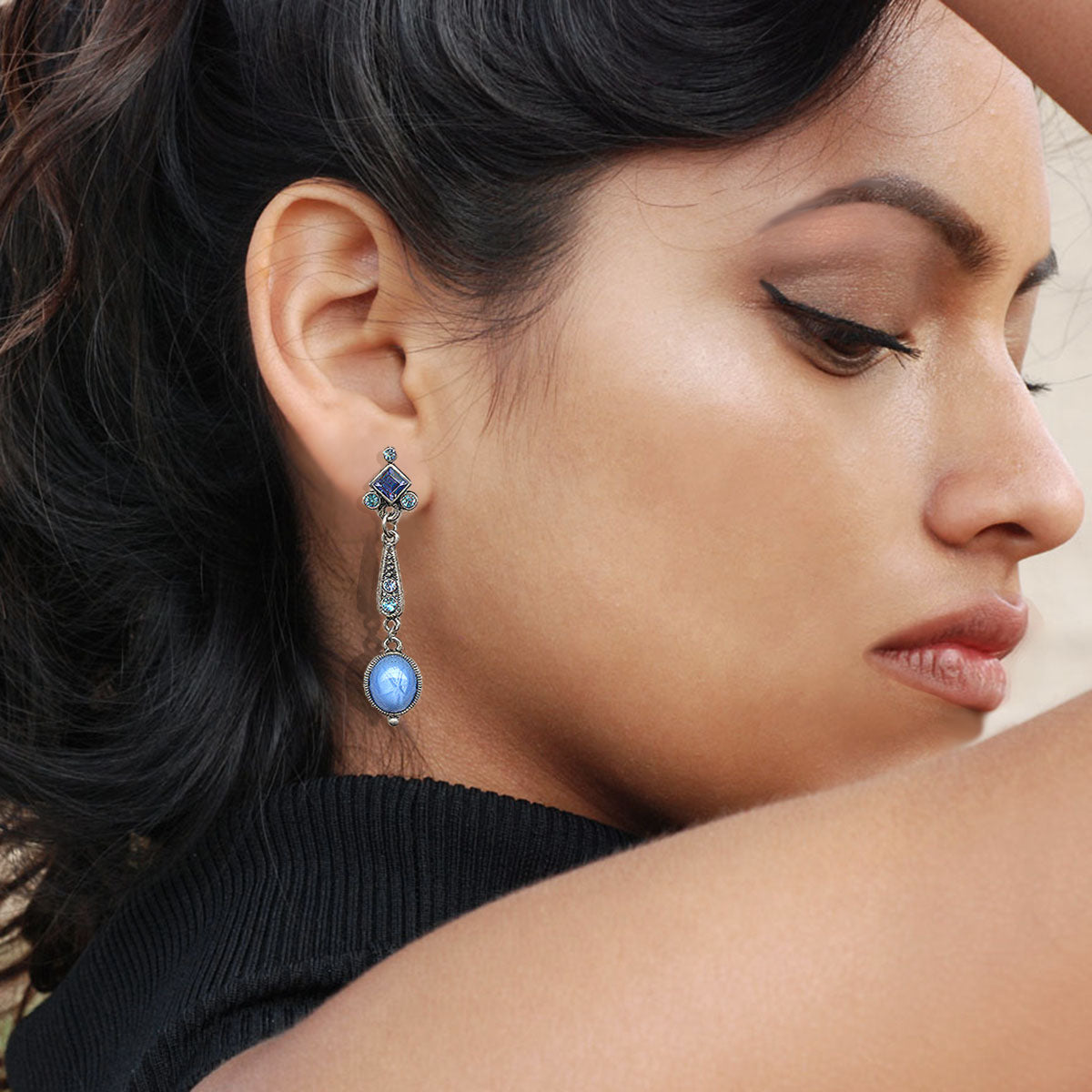 Art Deco Blue Vintage Glass Earrings by Sweet Romance – Sweet Romance ...