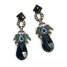 Load image into Gallery viewer, Art Deco Jet Drop Czech Flower Earrings E892 - Sweet Romance Wholesale