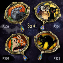 Load image into Gallery viewer, Skeleton and Pumpkin Retro Halloween Pin - Sweet Romance Wholesale