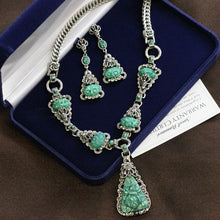 Load image into Gallery viewer, Art Deco Vintage Green Jade Glass Triangle Earrings - Sweet Romance Wholesale