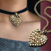 Load image into Gallery viewer, Pearls and Flowers Opal Heart Necklace - Sweet Romance Wholesale