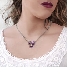 Load image into Gallery viewer, Vintage Enamel Pansy Necklace N1590 - Sweet Romance Wholesale