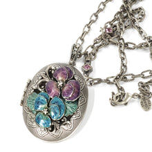 Load image into Gallery viewer, Enamel Pansy Silver Locket N8448 - Sweet Romance Wholesale