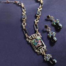 Load image into Gallery viewer, Art Deco Jet Drop Czech Flower Earrings E892 - Sweet Romance Wholesale