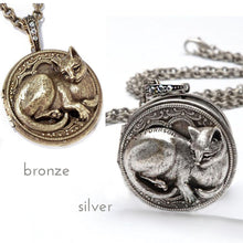 Load image into Gallery viewer, Purrson Cat Locket Necklace in Silver or Bronze - Sweet Romance Wholesale