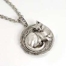 Load image into Gallery viewer, Purrson Cat Locket Necklace in Silver or Bronze - Sweet Romance Wholesale