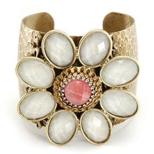 Load image into Gallery viewer, Retro White &amp; Pink Flower Cuff Bracelet OL_BR112 - Sweet Romance Wholesale