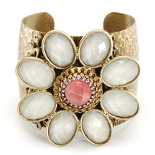 Load image into Gallery viewer, Retro White &amp; Pink Flower Cuff Bracelet OL_BR112 - Sweet Romance Wholesale