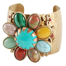 Load image into Gallery viewer, Southwest Gemstone Flower Cuff Bracelet - Sweet Romance Wholesale