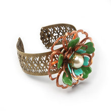 Load image into Gallery viewer, Copper and Enamel Flower Cuff Bracelet OL_BR182 - Sweet Romance Wholesale
