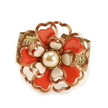 Load image into Gallery viewer, Copper and Enamel Flower Cuff Bracelet OL_BR182 - Sweet Romance Wholesale