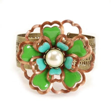 Load image into Gallery viewer, Copper and Enamel Flower Cuff Bracelet OL_BR182 - Sweet Romance Wholesale