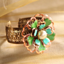 Load image into Gallery viewer, Copper and Enamel Flower Cuff Bracelet OL_BR182 - Sweet Romance Wholesale