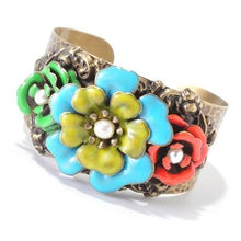 Load image into Gallery viewer, Camellia Enamel Cuff Bracelet OL_BR819 - Sweet Romance Wholesale