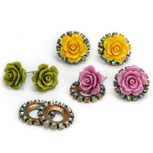 Load image into Gallery viewer, Rose &amp; Crystal Jacket Earrings OL_E300 - Sweet Romance Wholesale