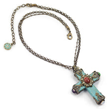 Load image into Gallery viewer, Cathedral Turquoise Cross Necklace OL_N190 - Sweet Romance Wholesale