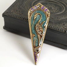 Load image into Gallery viewer, Enamel Egret Art Nouveau Pin Pendant P144 - Sweet Romance Wholesale