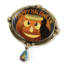 Load image into Gallery viewer, Jack-o-Lantern and Black Cat Retro Halloween Pin - Sweet Romance Wholesale