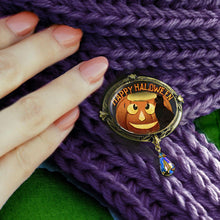 Load image into Gallery viewer, Jack-o-Lantern and Black Cat Retro Halloween Pin - Sweet Romance Wholesale