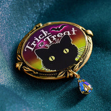 Load image into Gallery viewer, Trick or Treat Black Cat Halloween Pin - Sweet Romance Wholesale