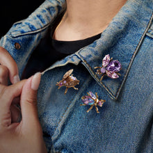 Load image into Gallery viewer, Set of 3 Crystal Bee Pins in Lilac, Lavender and Orchid P5280-OR - Sweet Romance Wholesale