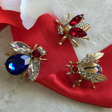 Load image into Gallery viewer, Red White Blue Crystal Bee Pin Set of 3 - Sweet Romance Wholesale