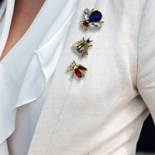 Load image into Gallery viewer, Red White Blue Crystal Bee Pin Set of 3 - Sweet Romance Wholesale