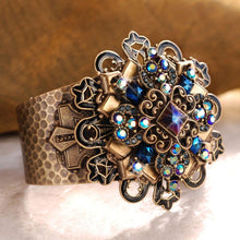 Load image into Gallery viewer, Peacock Midnight Cross Cuff Bracelet - Sweet Romance Wholesale