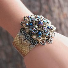 Load image into Gallery viewer, Peacock Midnight Cross Cuff Bracelet - Sweet Romance Wholesale