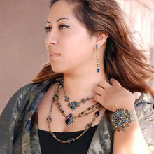Load image into Gallery viewer, Peacock Midnight Cross Cuff Bracelet - Sweet Romance Wholesale