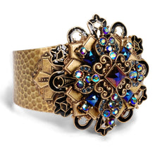 Load image into Gallery viewer, Peacock Midnight Cross Cuff Bracelet - Sweet Romance Wholesale