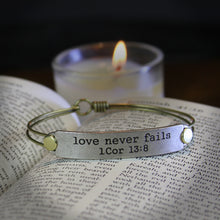 Load image into Gallery viewer, Love Never Fails 1 Cor 13:8 Inspirational Bible Verse Bracelet - Sweet Romance Wholesale