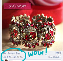 Load image into Gallery viewer, Vintage Hollywood Garnet Statement Bracelet by Sweet Romance - Sweet Romance Wholesale