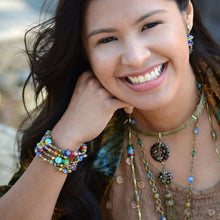 Load image into Gallery viewer, Millefiori Glass Candy Rainbow Bead Wrap Bracelet BR560 - Sweet Romance Wholesale