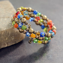 Load image into Gallery viewer, Millefiori Glass Candy Bead Wrap Bracelet BR561 - Sweet Romance Wholesale